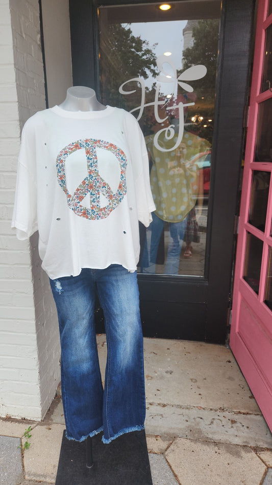 Floral Peace sign T-shirt