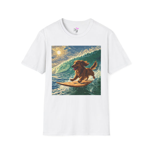Surfing Dog Unisex T-Shirt, Fun Beachwear, Gift for Dog Lovers, Casual Summer Apparel, Outdoor Adventure Shirt