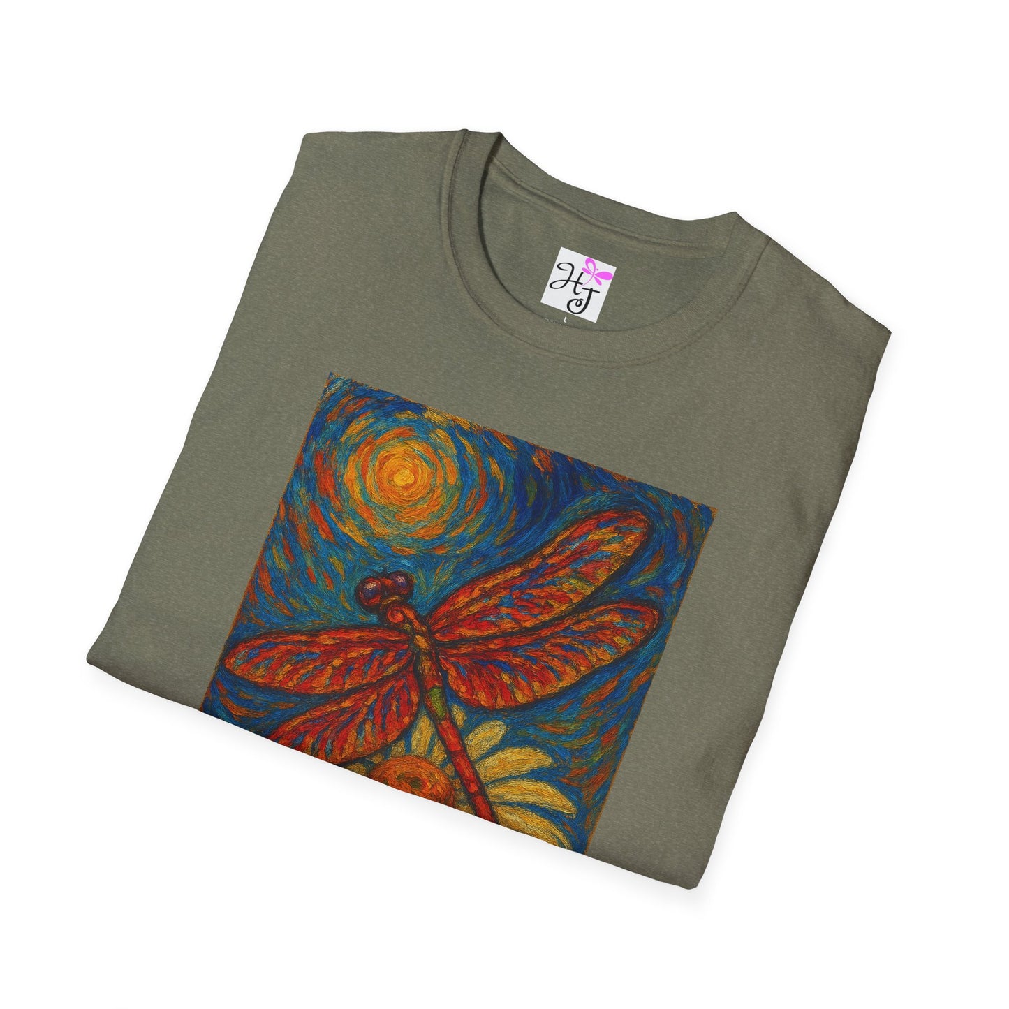 Van Gogh's Dragonfly sitting on a daisy softstyle T-Shirt 100% cotton
