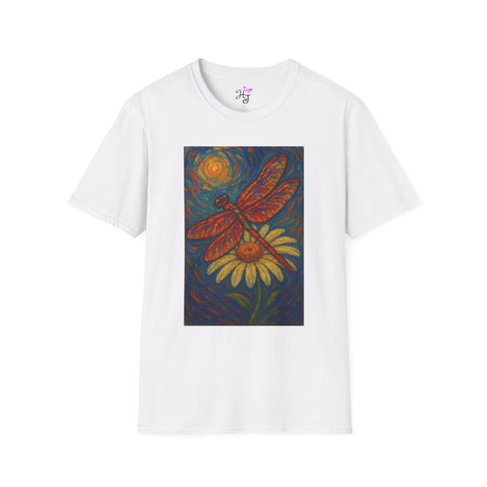 Van Gogh's Dragonfly sitting on a daisy softstyle T-Shirt 100% cotton