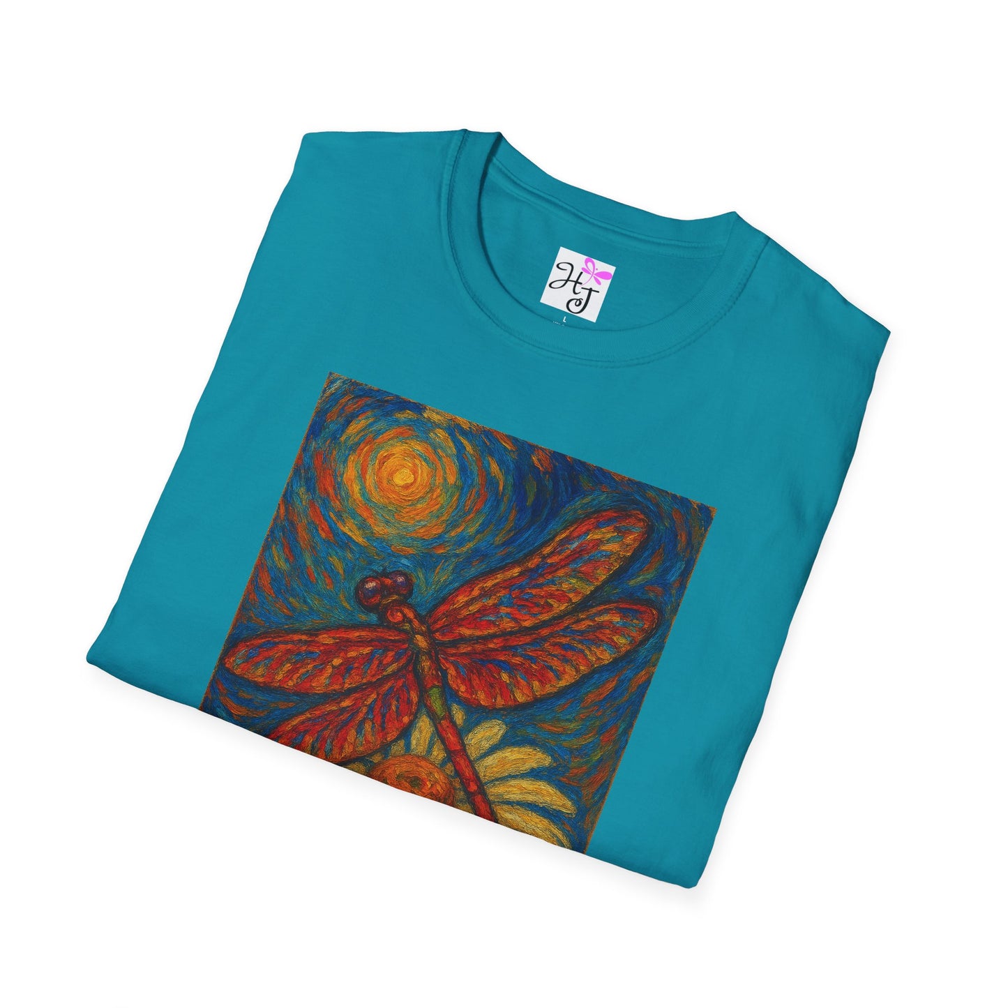 Van Gogh's Dragonfly sitting on a daisy softstyle T-Shirt 100% cotton