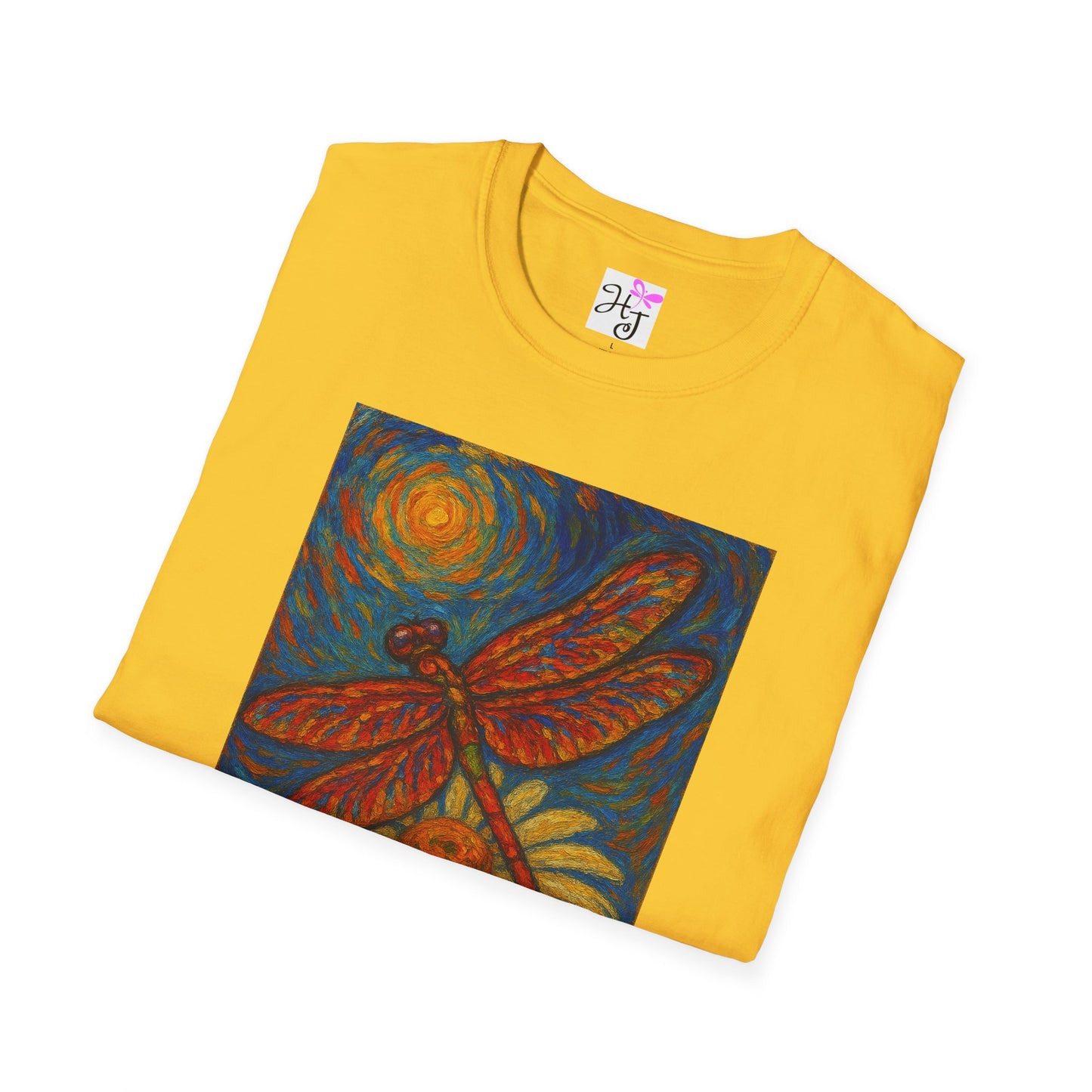 Van Gogh's Dragonfly sitting on a daisy softstyle T-Shirt 100% cotton